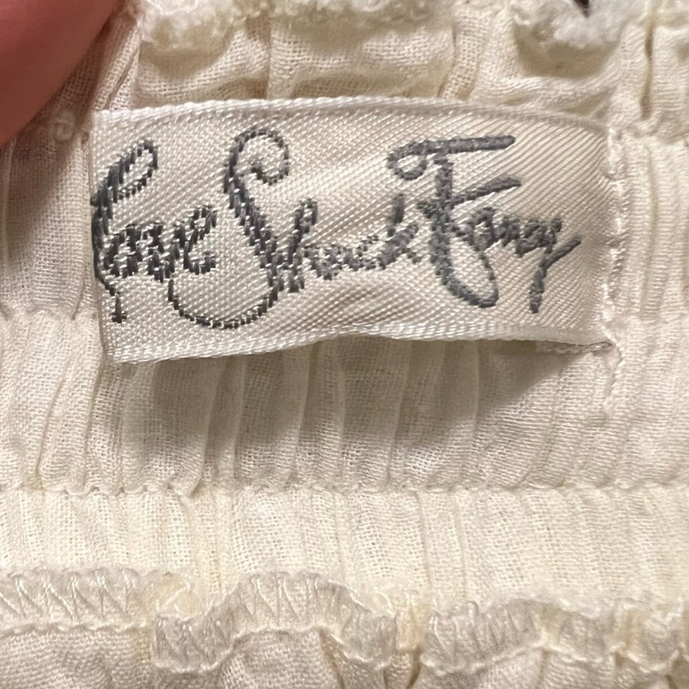 LoveShackFancy Cream Backless Halter Mini Dress with Pink Embroidery - Picture 7 of 12